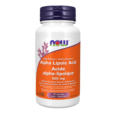 Now Alpha Lipoic Acid 600mg 60 Veggie Caps label