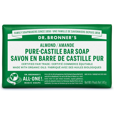 Dr. Bronner's Pure-Castile Bar Soap Almond 140g label