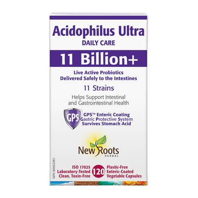 New Roots Acidophilus Ultra 11 Billion Plus 120 Veggie Caps label