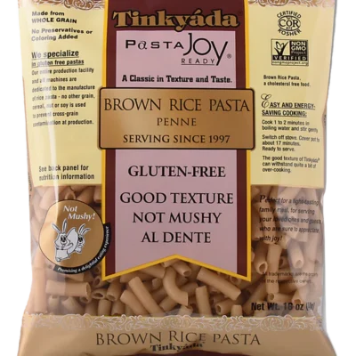 Tinkyada- Brown Rice Penne, 454 g label