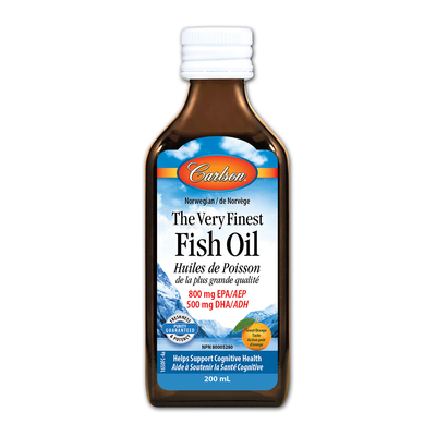 Carlson The Very Finest Fish Oil Orange 200 ml label