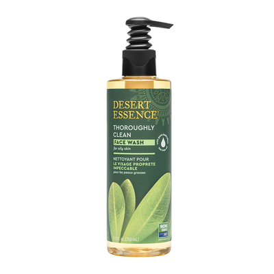 Desert Essence Face Wash Thoroughly Clean 240mL label