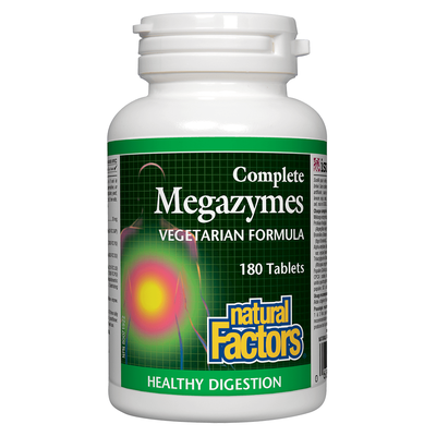 Natural Factors Complete Megazymes Vegetarian Formula 180 Tablets label