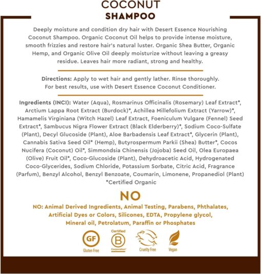 Desert Essence Coconut Shampoo ingredients