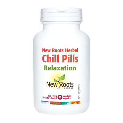 New Roots Chill Pills 30 Veggie Caps label