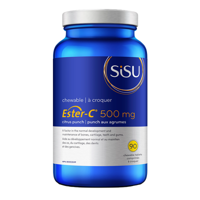 Sisu Ester-C 500mg Citrus Punch 90 Chewable Tablets label