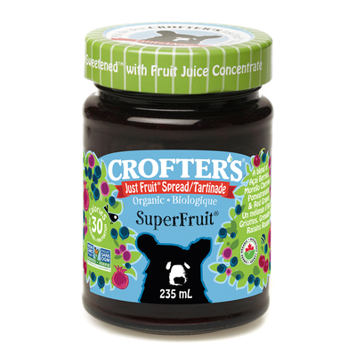 Crofter's Organic Just Fruit Spread Superfruit 235mL label