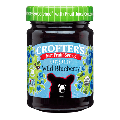 Crofter's Organic Just Fruit Spread Wild Blueberry 235mL label