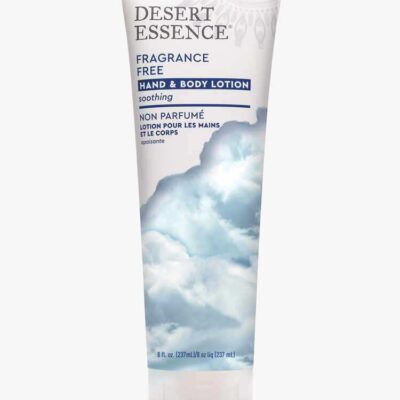 Desert Essence Hand & Body Lotion Fragrance Free 237mL label