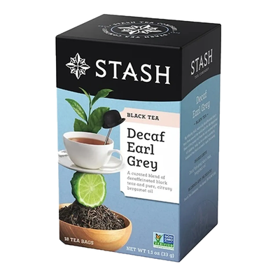 Stash Black Tea Decaf Earl Grey 18 Tea Bags label