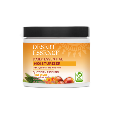Desert Essence Daily Essential Moisturizer With jojoba & Aloe Vera 120mL label