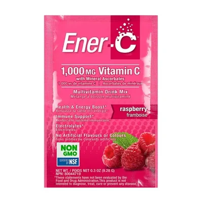Ener-Life Vitamin C 1000mg Raspberry Single Packet label
