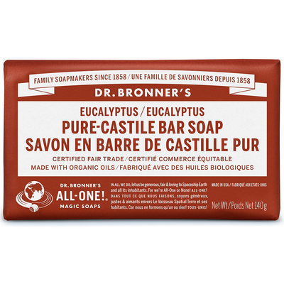 Dr. Bronner's Pure-Castile Bar Soap Eucalyptus 140g label
