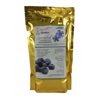 Granovita Sprouted Ground Flax With Blueberries 454g label