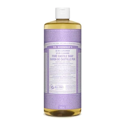 Dr. Bronner's 18-In-1 Pure-Castile Liquid Soap Lavender 946mL label