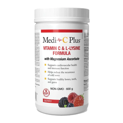 Medi C Plus With Magnesium Ascorbate Berry Powder 600g label