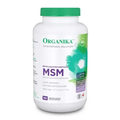 Organika MSM 180 Veggie Caps label