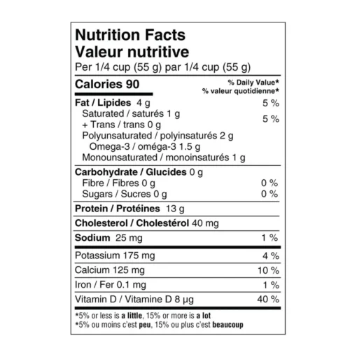 Raincoast Wild Pink Salmon No Salt Added 160g nutrition facts