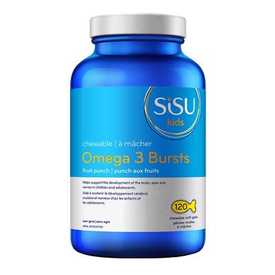 Sisu Kids Omega 3 Bursts 120 Chewable Softgels label