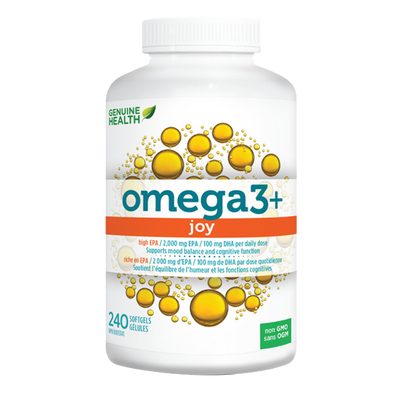 Genuine Health Omega3+ Joy 240 Softgels label