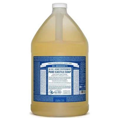 Dr. Bronner's 18-In-1 Pure-Castile Soap Peppermint 3.8L label
