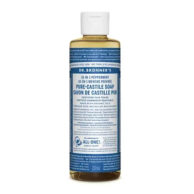 Dr. Bronner's 18-In-1 Pure-Castile Soap Peppermint 237mL label