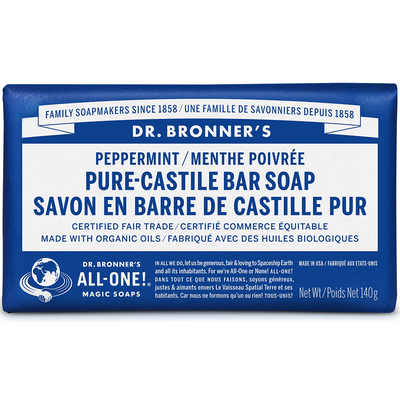 Dr. Bronner's Pure-Castile Bar Soap Peppermint 140g label