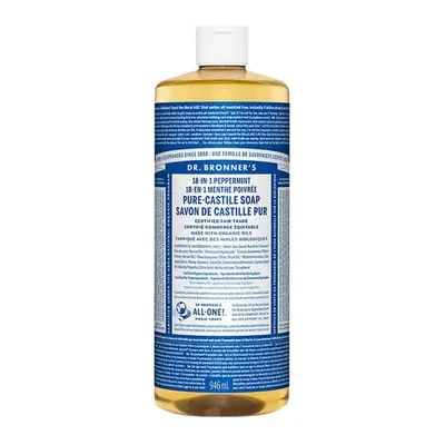 Dr. Bronner's 18-In-1 Pure-Castile Soap Peppermint (946mL) label
