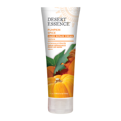 Desert Essence Hand Repair Cream Restore Pumpkin Spice 118mL label