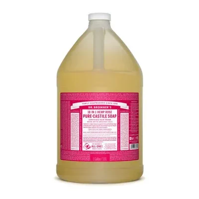 Dr. Bronner's 18-In-1 Pure-Castile Soap Rose 3.8L label