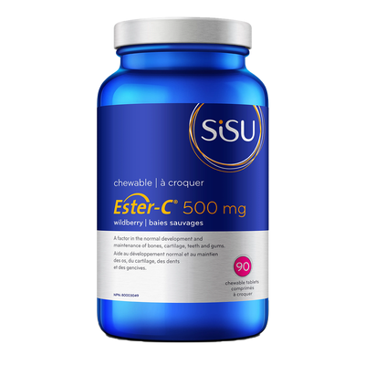 Sisu Ester-C 500mg WildBerry 90 Chewable Tablets label