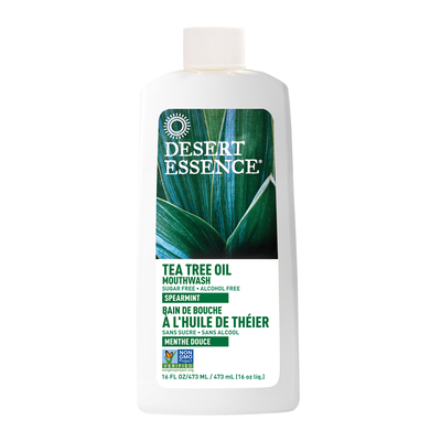 Desert Essence Mouthwash Tea Tree Oil With Spearmint 473mL label