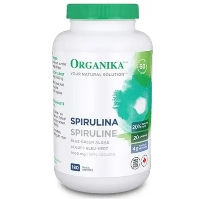 Organika Spirulina 1000mg 180 Tablets label
