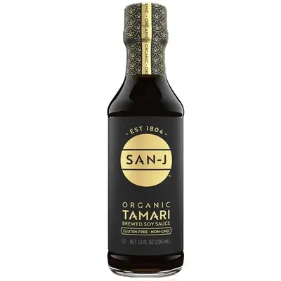 San-J Organic Tamari Soy Sauce 296mL label