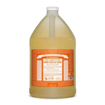Dr. Bronner's 18-In-1 Pure-Castile Soap Tea Tree 3.8L label