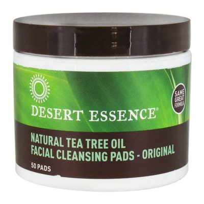 Desert Essence Facial Cleansing Pads With Tea Tree Oil 50 Pads label