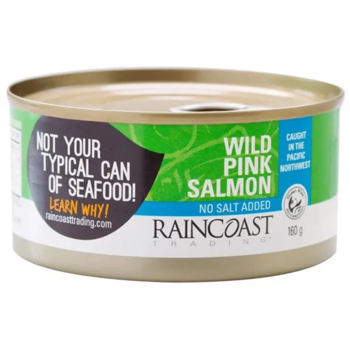 Raincoast Wild Pink Salmon No Salt Added 160g label