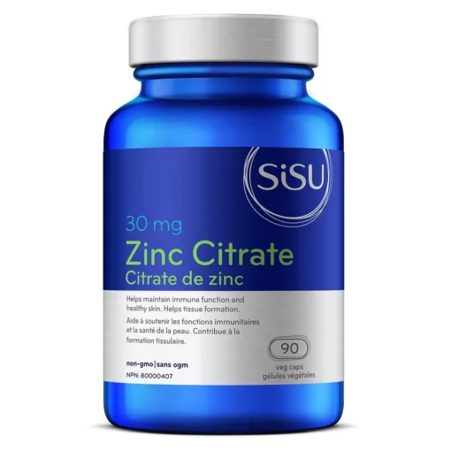 Sisu Zinc Citrate 30mg 90 Veggie Caps label