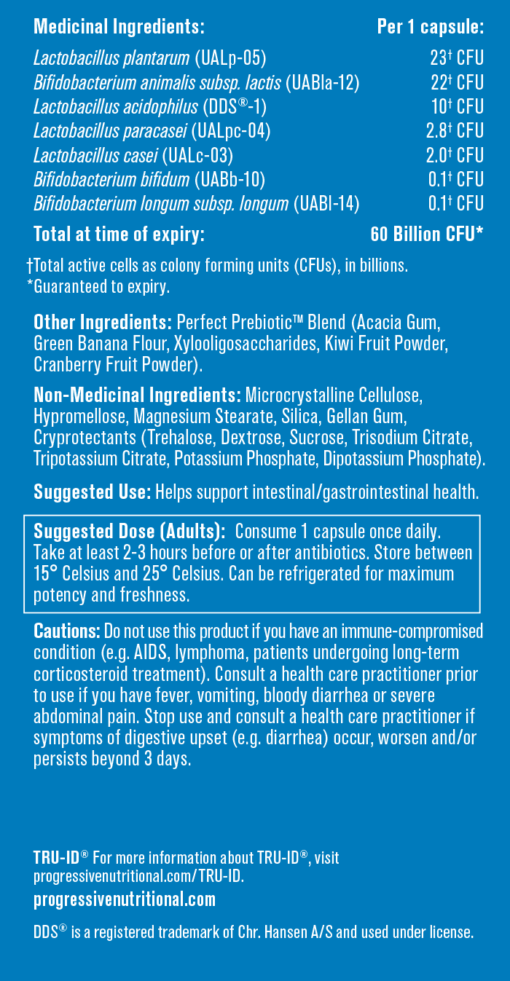 Progressive Perfect Probiotic 60B label