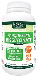 Magnesium Bisglycinate 200mg (260 caps) - Naka