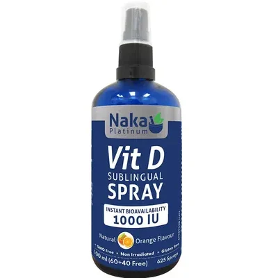 Naka Platinum Vitamin D 1000 IU Spray Orange 100mL label