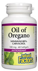 Natural Factors Certified Organic Oil of Oregano 180mg (60 softgels)