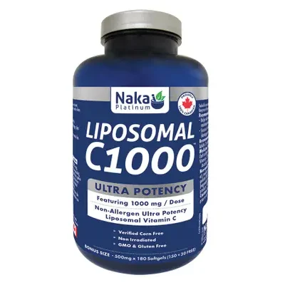 Naka Platinum Liposomal C1000 180 Softgels label