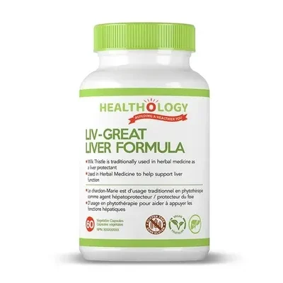 Healthology Liv-Great Liver Formula 60 Veggie Caps label