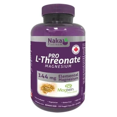 Naka Platinum PRO L-Threonate Magnesium 144mg 120 Veggie Caps label