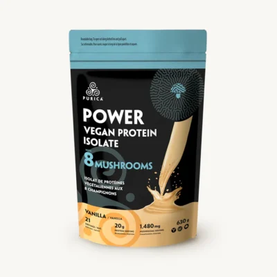 Purica Vegan Protein with 8 mushrooms 630g vanilla label