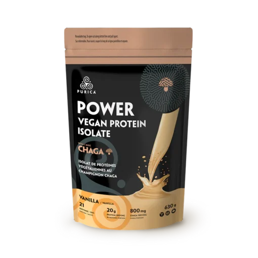 Purica Vegan Protein with Chaga 630g vanilla label