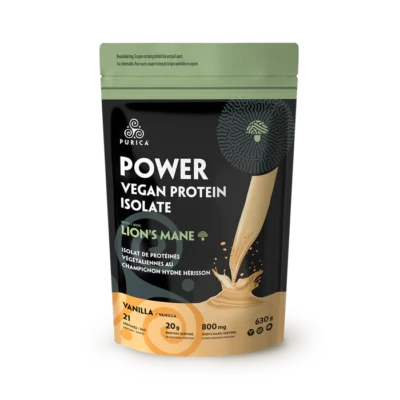Purica Vegan Protein with Lion's Mane 630g vanilla label