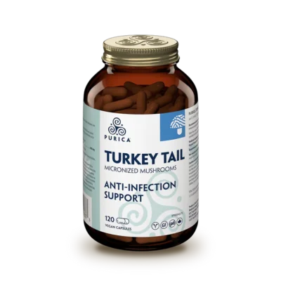 Purica Turkey Tail Micronized Mushrooms 120 Vegan Caps label