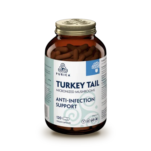 Purica Turkey Tail Micronized Mushrooms 120 Vegan Caps label